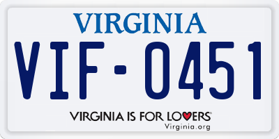 VA license plate VIF0451