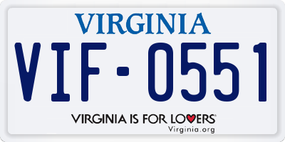 VA license plate VIF0551