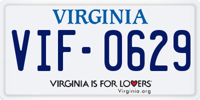 VA license plate VIF0629