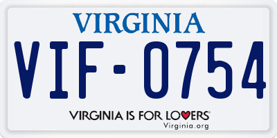 VA license plate VIF0754