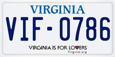 VA license plate VIF0786