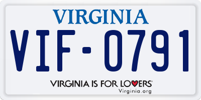 VA license plate VIF0791