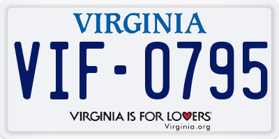 VA license plate VIF0795
