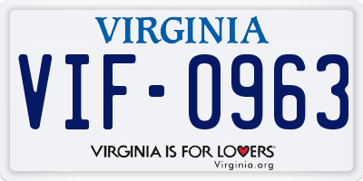 VA license plate VIF0963