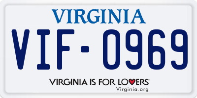 VA license plate VIF0969