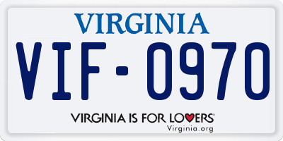 VA license plate VIF0970