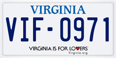 VA license plate VIF0971