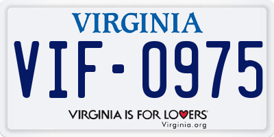 VA license plate VIF0975