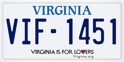 VA license plate VIF1451