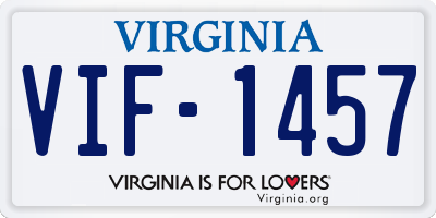 VA license plate VIF1457
