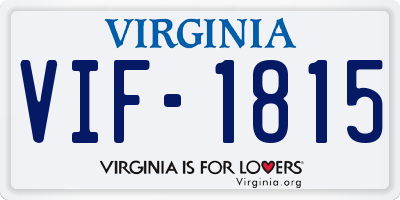 VA license plate VIF1815