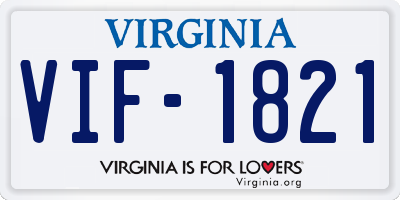 VA license plate VIF1821