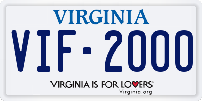 VA license plate VIF2000