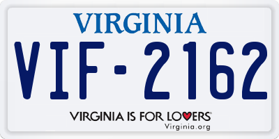 VA license plate VIF2162