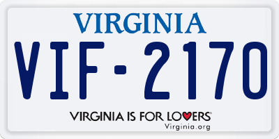 VA license plate VIF2170