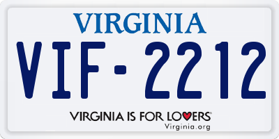 VA license plate VIF2212
