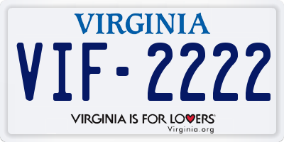 VA license plate VIF2222