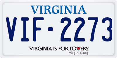 VA license plate VIF2273