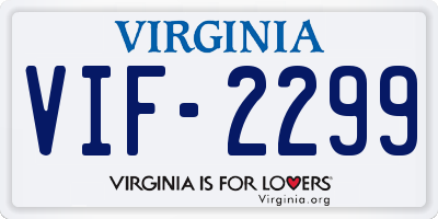 VA license plate VIF2299