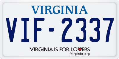 VA license plate VIF2337