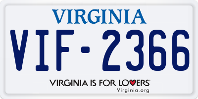 VA license plate VIF2366