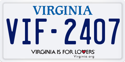 VA license plate VIF2407