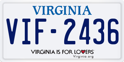 VA license plate VIF2436