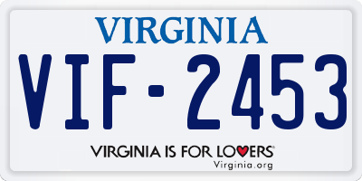 VA license plate VIF2453