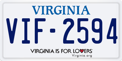VA license plate VIF2594