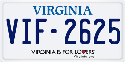 VA license plate VIF2625