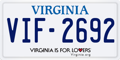 VA license plate VIF2692