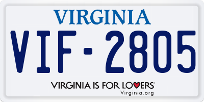 VA license plate VIF2805