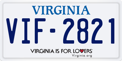 VA license plate VIF2821
