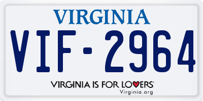 VA license plate VIF2964