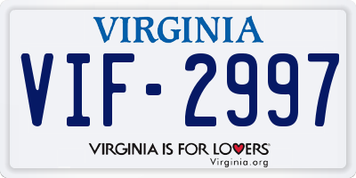 VA license plate VIF2997