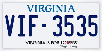 VA license plate VIF3535
