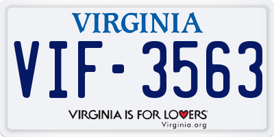 VA license plate VIF3563