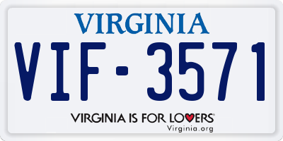 VA license plate VIF3571