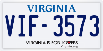VA license plate VIF3573