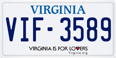 VA license plate VIF3589