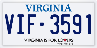 VA license plate VIF3591