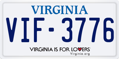 VA license plate VIF3776