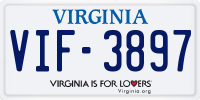 VA license plate VIF3897