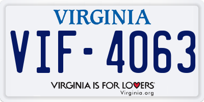 VA license plate VIF4063