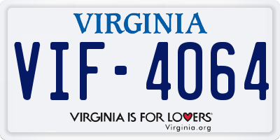 VA license plate VIF4064