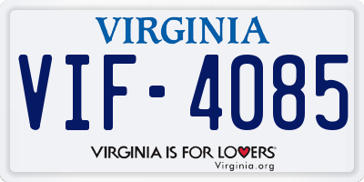 VA license plate VIF4085