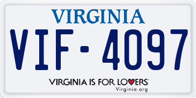 VA license plate VIF4097