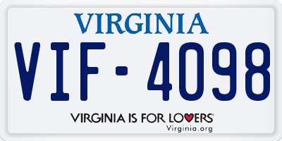 VA license plate VIF4098
