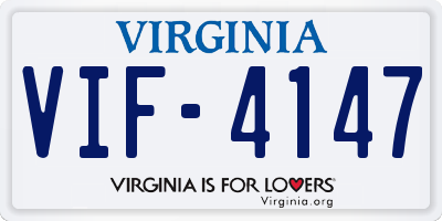 VA license plate VIF4147