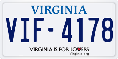 VA license plate VIF4178